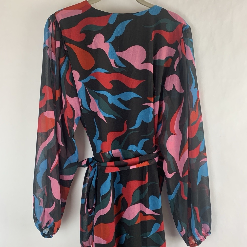 Anthropologie Hutch Hi Low Maxi Dress Medium Wrap Ruffle Long Balloon Sleeve - Picture 12 of 16